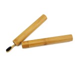 Classic toothbrush, straight handle, black color, model PDB04 + cylindrical bamboo holder
